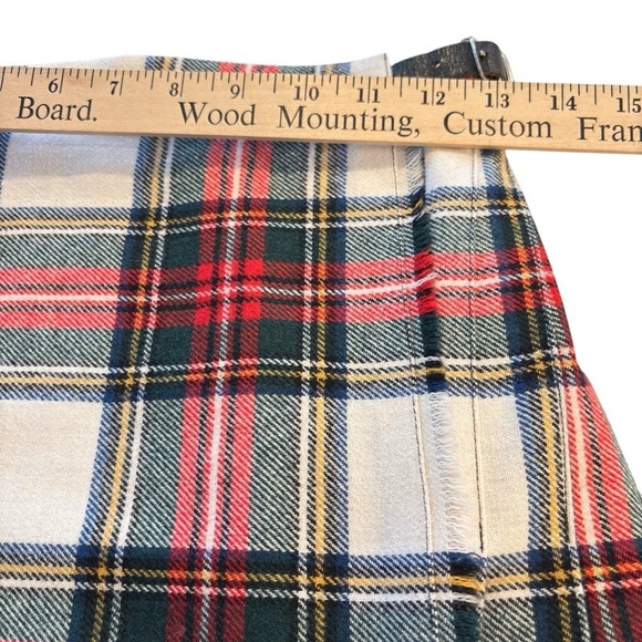 VTG Post O'Horn Scottish Wool Blend Skirt Plaid Wrap Kilt Pleated Size 6 Fringe - Picture 11 of 13